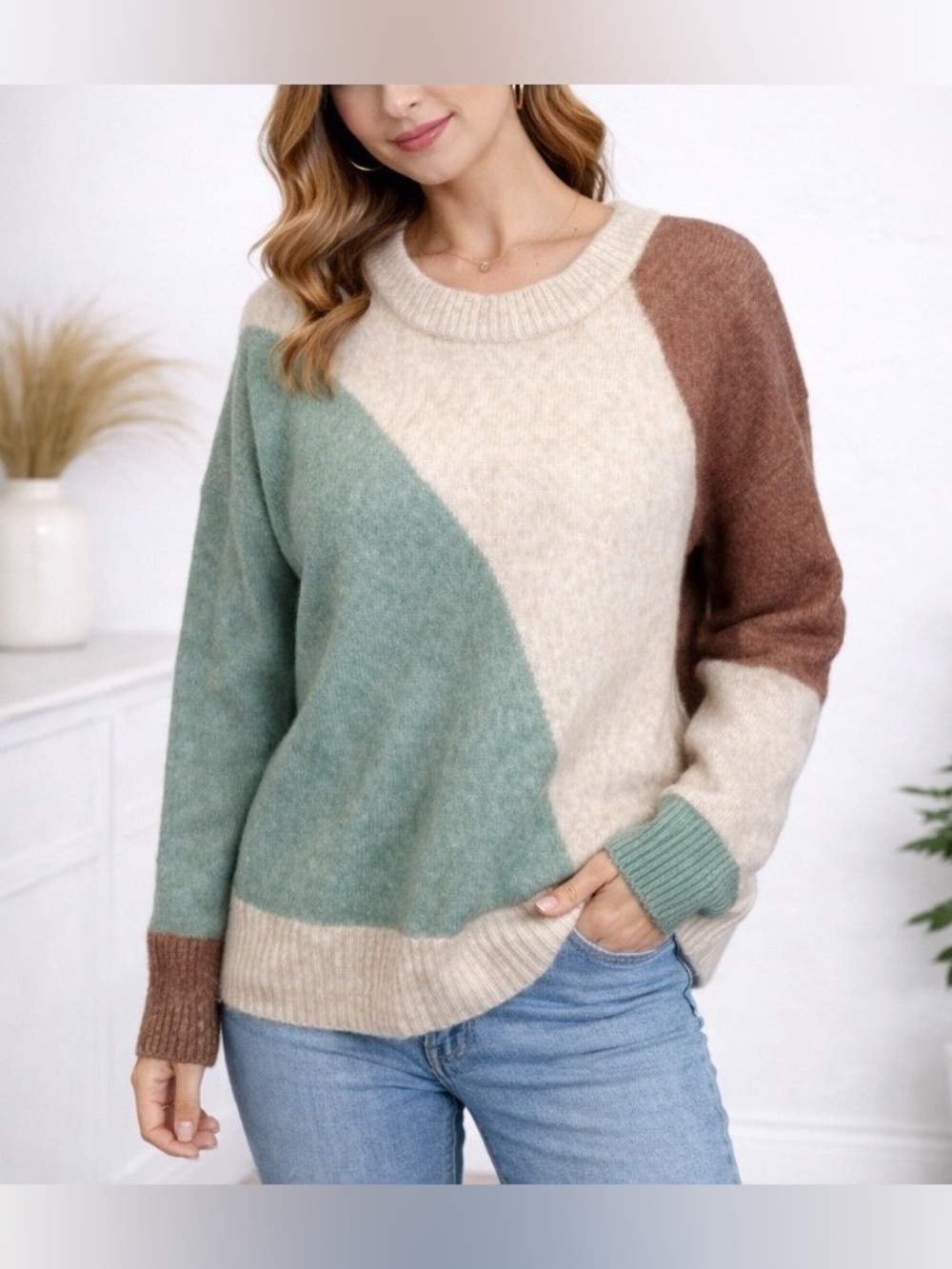 Madewell Cedarbrook Colorblock Sweater Women‎ Small Wool Camel Hair Blending